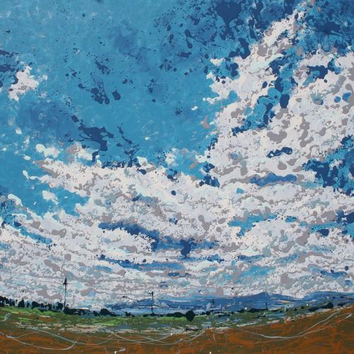 Cloud Latex Enamel Painting on Gallery Wrapped Canvas by Fort Collins, Colorado Artist Lisa Cameron Russell