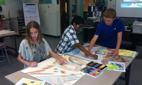 Eldora-K-8-students-work on Alliance Student Art Project Created by Lisa Cameron Russell